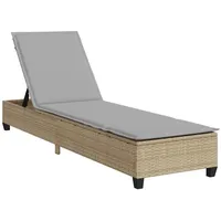 VidaXL Sonnenliege mit Auflagen Beige 55x200x25,5cm Poly Rattan