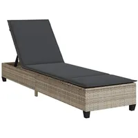 VidaXL Sonnenliege mit Auflagen Hellgrau 55x200x25,5cm Poly Rattan