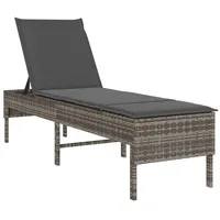 VidaXL Sonnenliege mit Auflage Grau 55x200x44 cm Poly Rattan,
