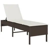 VidaXL Sonnenliege mit Auflage Braun 55x200x44 cm Poly Rattan