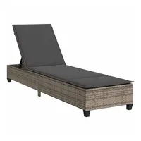 VidaXL Sonnenliege mit Auflagen Grau 55x200x25,5cm Poly Rattan