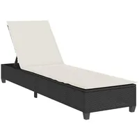 VidaXL Sonnenliege mit Auflagen Schwarz 55x200x25,5cm Poly Rattan,