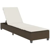 VidaXL Sonnenliege mit Auflagen Braun 55x200x25,5cm Poly Rattan,