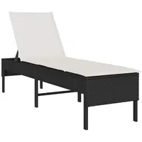 VidaXL Sonnenliege mit Auflage Schwarz 55x200x44 cm Poly Rattan