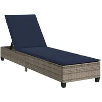 VidaXL Sonnenliege mit Auflagen Grau 55x200x25,5cm Poly Rattan