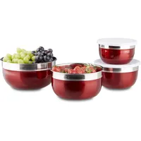 Relaxdays Schüssel Set mit Deckel, Edelstahl, verschiedene Größen, 4-teilig,