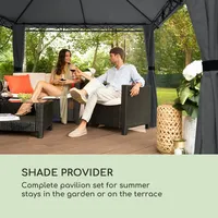 Blumfeldt Gartenpavillon Gazebo 3x3m Schrägdach Sonnen UV-Schutz Partyzelt Wasserabweisend