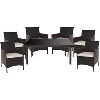 Mendler Halden Gartenmöbel Balkon-Set Sitzgarnitur braun/creme