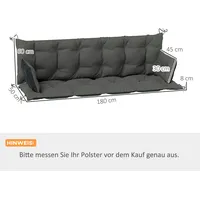 Outsunny Bankauflage 180x110x8 cm Bankkissen mit Bändern, Sitzkissen, Outdoor/Indoor