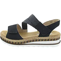 Rieker blau (nachtblau), Nubuklederimitat, unifarben, Schuhe, Riemchensandale, Sommerschuh, Urlaubschuh