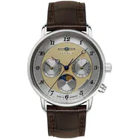 Zeppelin Damenuhr Serie Friedrichshafen mit Mondphase und Lederarmband 8537-5