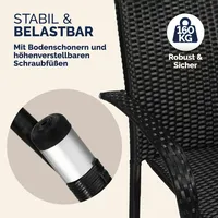 CASARIA Casaria® Gartenstühle 8er Set Stapelbar Schwarz