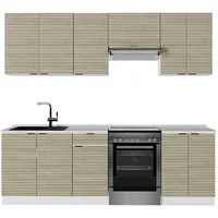 Vicco Küchenzeile Fame-Line 240 cm Eiche Paneel/Weiß