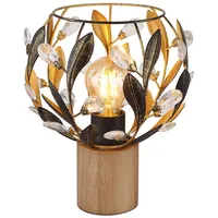 GLOBO Tischleuchte, Beistelllampe Nachttischlampe Wohnzimmerlampe Holz Gold