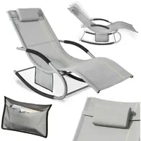 SoBuy Sonnenliege mit Kopfkissen Relaxliege Schaukelliege Strandliege Outdoor Terrasse