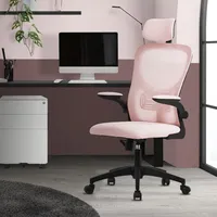 ML-Design Bürostuhl ergonomisch, Rosa aus Mesh, mit Verstellbarer Kopfstütze,