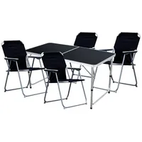 Mojawo Essgruppe 5-teiliges Campingmöbel Set Black Alu 120x60x58/70cm schwarz