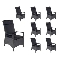 LC Garden »Keramo« Dining 8er Set Positionsstuhl Verstellsessel grau