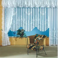 Heimtexland Gardinen Jacquard Store mit Kräuselband weiß halb-transparent, Blumen