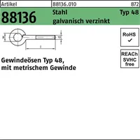 Industrial Quality Supplies Gewindeöse M6x15 Stahl galvanisch verzinkt