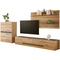 Furn.design Wohnwand "Center" Evoke Eiche grau Wohnzimmer Set 343