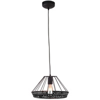 Brilliant Tory Pendelleuchte 1flg schwarzmatt/rattan Innenleuchten,Pendelleuchten 1x A60, E27,