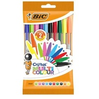 BIC Kugelschreiber CRISTAL MULTICO transparent, Schreibfarbe: farbsortiert, 10 St.