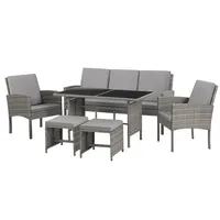 Svita DENVER Polyrattan Gartenmöbel Set Essgruppe Lounge Esstisch Grau
