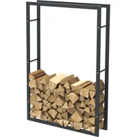 BC-ELEC Holzablage aus schwarzem Stahl 150*100*25CM, Rack für Brennholz,