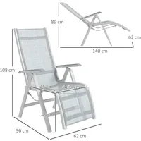 Outsunny - Sonnenliege, - 62Lx96Wx108Hcm - hellgrau