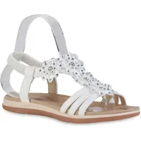 VAN HILL Damen Riemchensandalen Sandalen Flache Blumen Schuhe Spitze