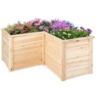 Goplus L-förmiges Hochbeet, erhöhter Gartenbeet Pflanzenkasten mit offenem Boden,