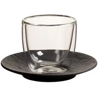 Villeroy & Boch Manufacture Rock Espressoglas mit Untertasse schwarz