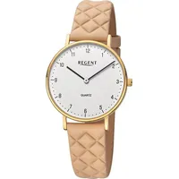 REGENT BA-854 Damenuhr Quarz Beige/Goldfarben
