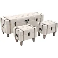 VidaXL Aufbewahrungsbank-Set 3-tlg. Massivholz und Stahl 112x37x45 cm