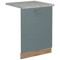 Vicco Geschirrspülblende R-Line, 60 cm, AP Marmor, Blau-Grau/Goldkraft Eiche,
