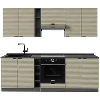 Vicco Küchenzeile Fame-Line 235 cm Eiche Paneel/Anthrazit