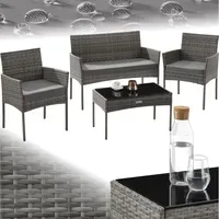 Tectake Rattan Gartenset Palese 4-tlg. Grau
