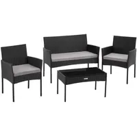 Tectake Rattan Gartenset 4-tlg. Schwarz