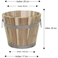 Colourliving Pflanztopf Holz mit Griffen robuste Blumentöpfe Pflanzkübel rund