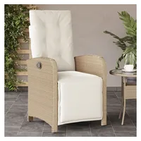 VidaXL Gartensessel mit Fußteil Verstellbar Beige Poly Rattan