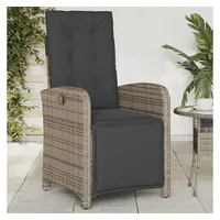 VidaXL Gartensessel mit Fußteil Verstellbar Grau Poly Rattan
