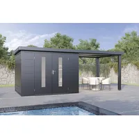 Wolff Finnhaus Premium Metall Gartenhaus Elvar 6024 Anthrazit