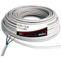 Siwitec NYM-Kabel, NYM-J 3x2,5 mm2, 10 m Stromkabel, Mantelleitung,