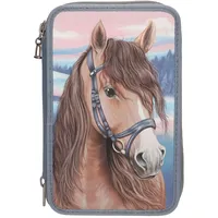 DEPESCHE 3-Fach Federtasche mit 3D-Effekt und Pferde Motiv, Federmappe