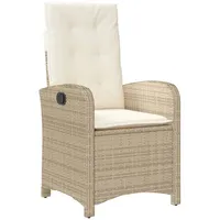 VidaXL Gartensessel mit Kissen Verstellbar Beige Poly Rattan