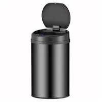 Juskys Runder Mülleimer mit Sensor - Schwarz