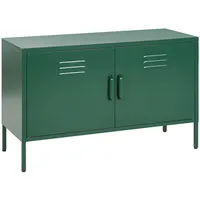 Beliani Sideboard mit 2 Türen Griffen Stahl grün herausnehmbarer