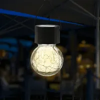 MARELIDA LED Solar Hängeleuchte CRACKLE Bruchglas-Optik Kugelleuchte H: 9cm