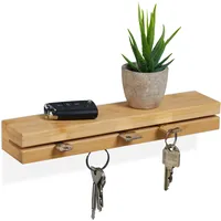 Relaxdays Schlüsselbrett, magnetischer Schlüsselhalter mit Ablage, Bambus, b: 29,5